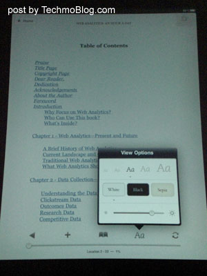 Kindle for iPad : ปรับแต่งขนาด และสีของตัวอักษรได้ รวมถึงการปรับแสงสว่างหน้าจอเพื่อถนอมสายตา
