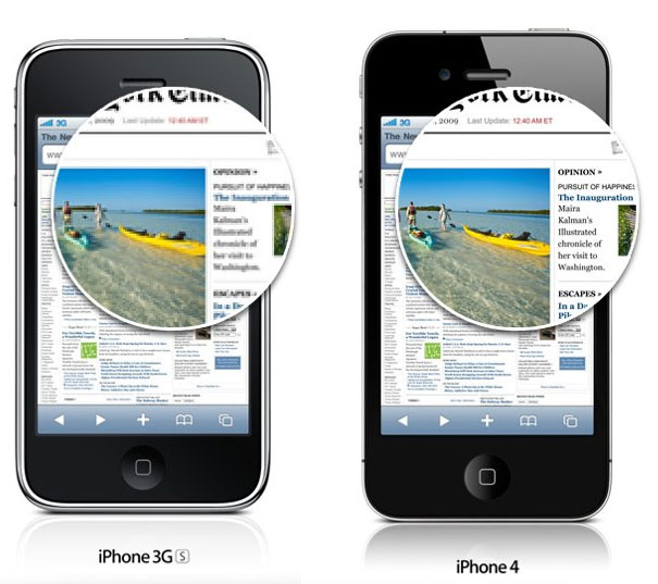ความคมชัดของ iPhone 4 เมื่อเปรียบเทียบกับ iPhone 3Gs