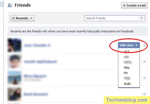 Facebook มีหน้าต่างปรับ Friends List ของเพื่อนใน Facebook ได้ครับ