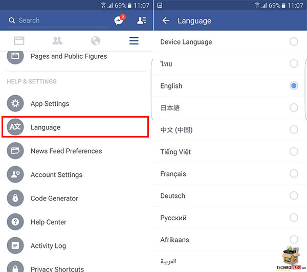 Tip & Trick] วิธีการเปลี่ยนภาษาบน Facebook จากไทยเป็นอังกฤษ หรืออังกฤษเป็นไทย  ทั้งบน Iphone, Android และ คอมพิวเตอร์ Desktop :: Techmoblog.Com