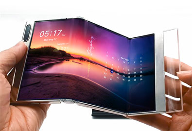 Samsung Display โชว์เทคโนโลยีหน้าจอแบบใหม่ ทั้งจอพับ 3 ทบ, จอสไลด์ และจอใหญ่ 17 นิ้วพับได้ คาดนำมาใช้กับสมาร์ทโฟน/แท็บเล็ต ในเร็ว ๆ นี้