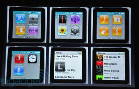 หน้าตาการแสดงผลของ iPod nano ในรูปแบบต่างๆ