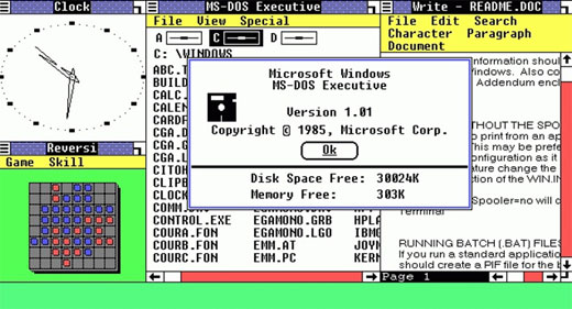 หน้าตาของ Windows 1.0